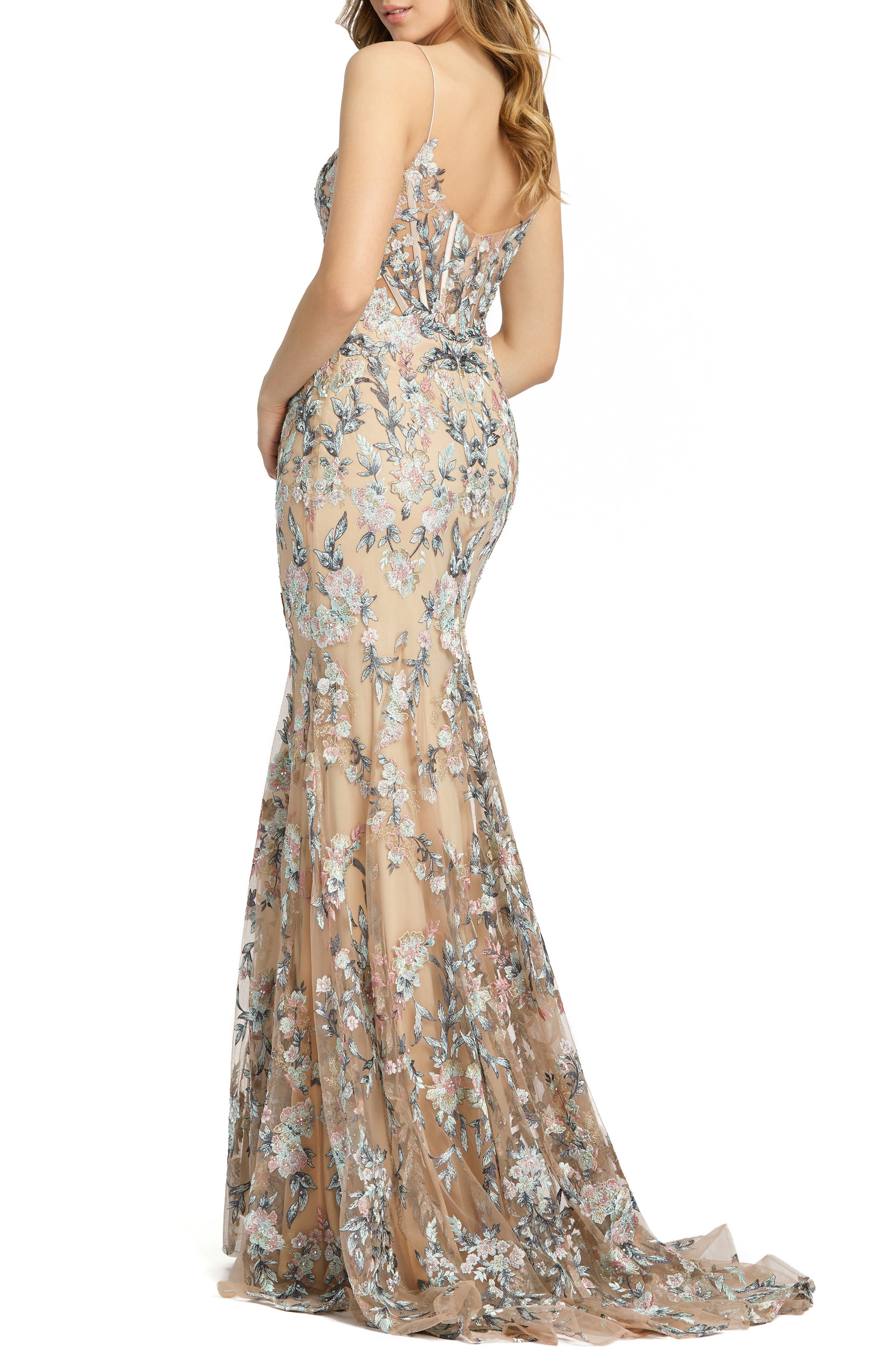 Mac Duggal Floral Embroidered Trumpet ...
